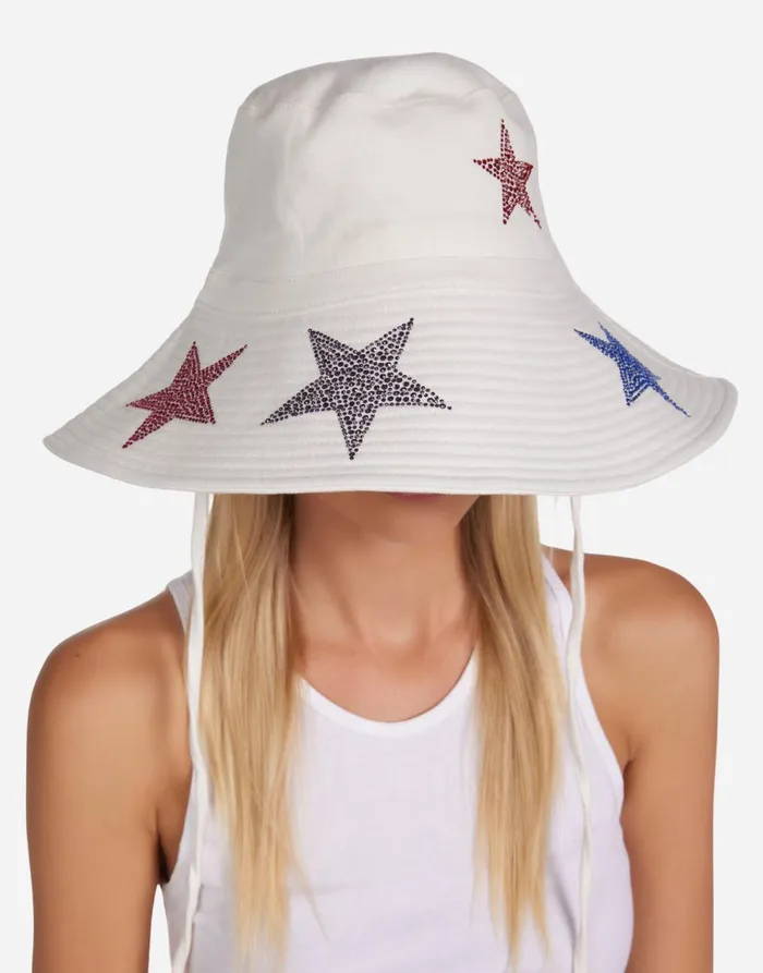 Adina Color Crystal Multi Stars White Women039s Lauren Moshi Hats