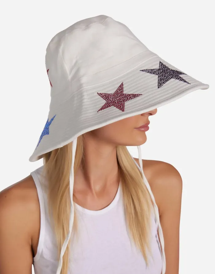 Adina Color Crystal Multi Stars White Women039s Lauren Moshi Hats