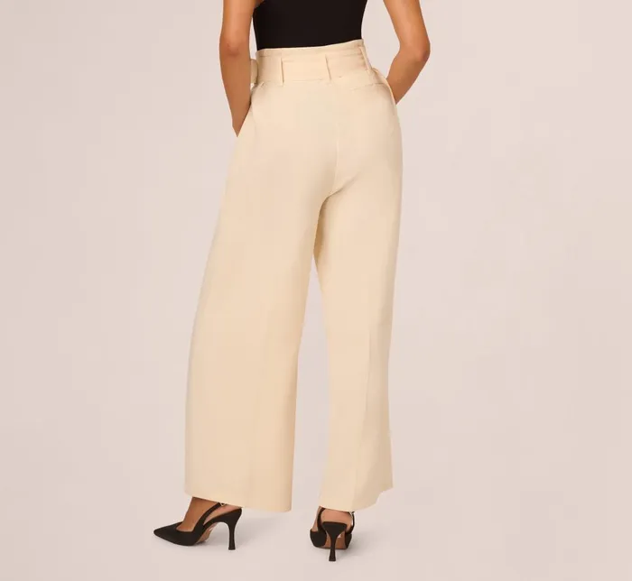 Adrianna Papell Coord Sets Belted Wide Leg Pants With Pockets In Cream 8211 Women