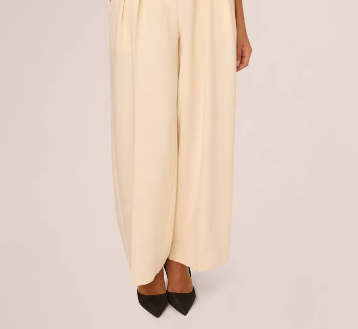 Adrianna Papell Coord Sets Belted Wide Leg Pants With Pockets In Cream 8211 Women