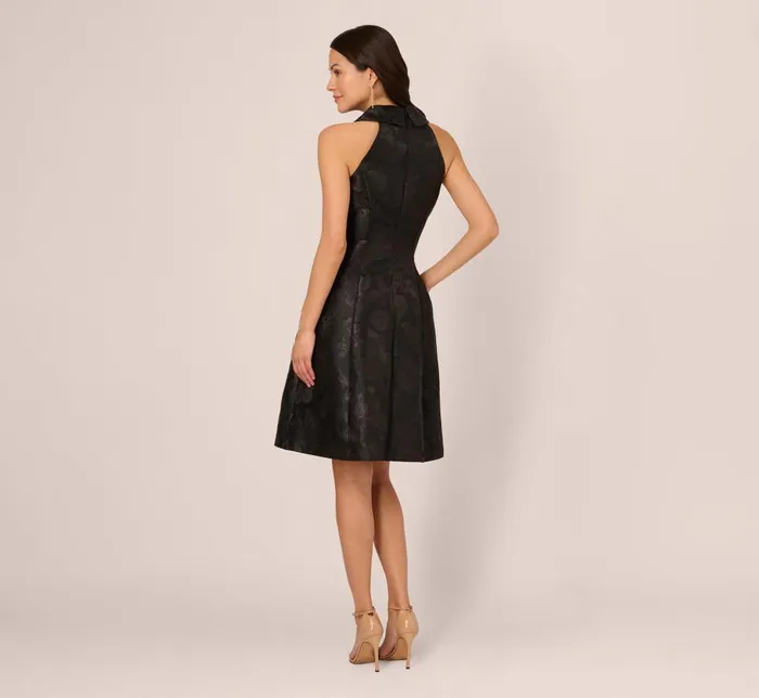 Adrianna Papell Day Dresses Jacquard Tuxedo Midi Dress With Surplice Neckline In Black 8211 Women