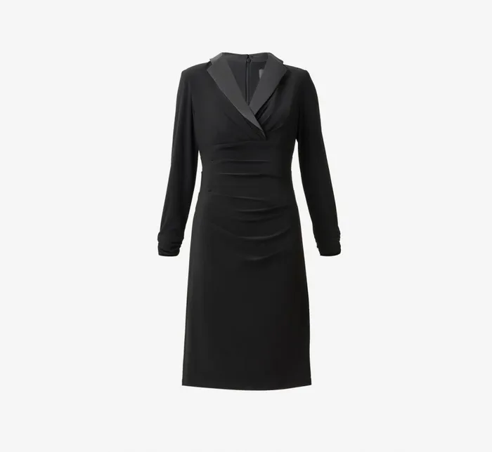 Adrianna Papell Day Dresses Jersey And Satin Short Sheath Tuxedo Dress In Black 8211 Women