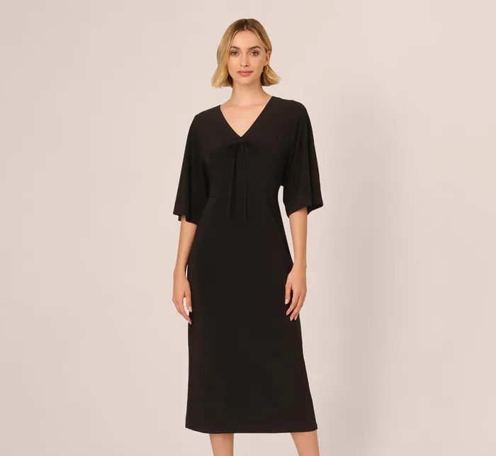 Adrianna Papell Day Dresses Jersey Midi Dress With Dolman Short Sleeves In Black 8211 Women Adrianna Papell Day Dresses Jersey Midi Dress With Dolman Short Sleeves In Black 8211 Women