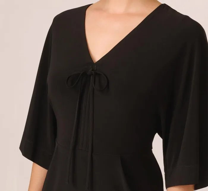 Adrianna Papell Day Dresses Jersey Midi Dress With Dolman Short Sleeves In Black 8211 Women