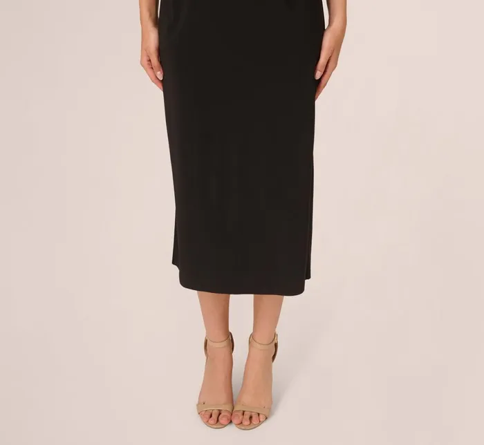 Adrianna Papell Day Dresses Jersey Midi Dress With Dolman Short Sleeves In Black 8211 Women