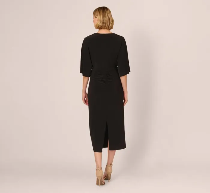 Adrianna Papell Day Dresses Jersey Midi Dress With Dolman Short Sleeves In Black 8211 Women