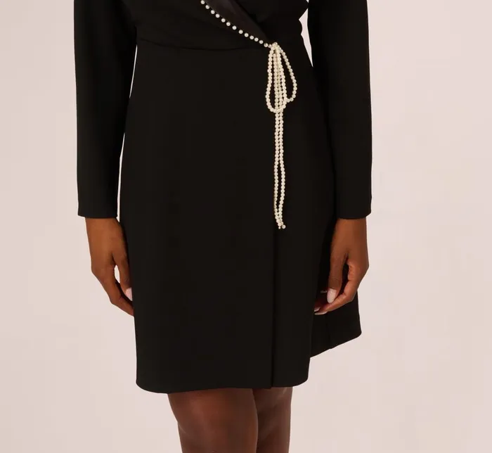 Adrianna Papell Day Dresses Pearl Wrap Blazer Short Dress In Black 8211 Women