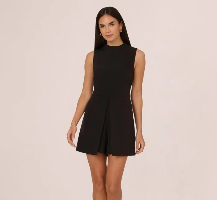 Adrianna Papell Day Dresses Sleeveless Romper With Peplum Hem In Black 8211 Women