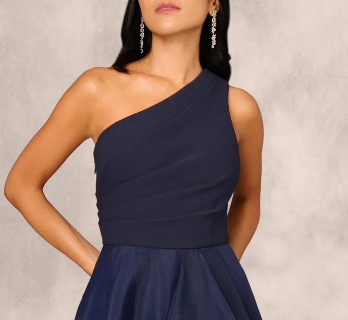 Adrianna Papell Formal Dresses Draped Organza One Shoulder Ballgown In Twilight 8211 Women