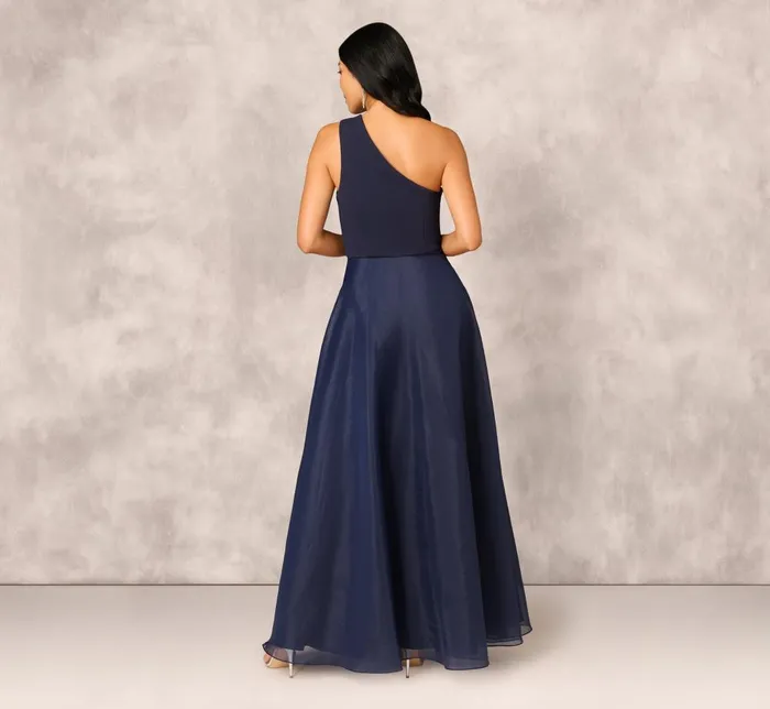 Adrianna Papell Formal Dresses Draped Organza One Shoulder Ballgown In Twilight 8211 Women