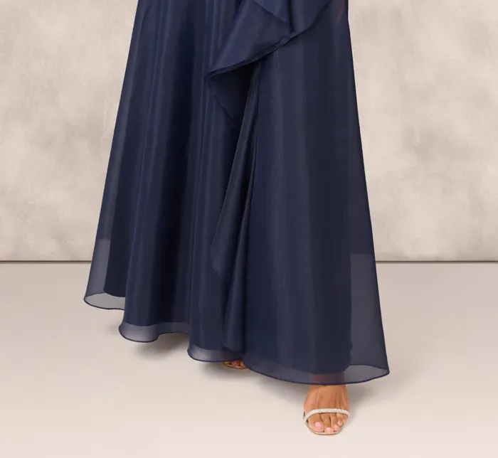 Adrianna Papell Formal Dresses Draped Organza One Shoulder Ballgown In Twilight 8211 Women
