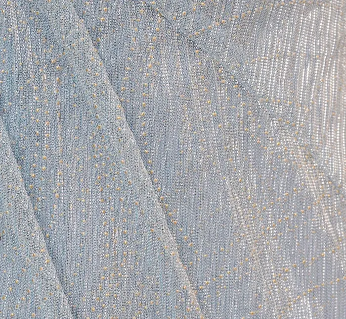 Adrianna Papell Formal Dresses Metallic Mesh Faux Wrap Gown With Ruffle Accents In Sky Blue 8211 Women