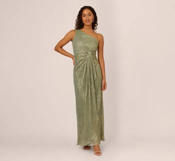 Adrianna Papell Formal Dresses Stardust Pleated Draped One Shoulder Gown In Green Slate 8211 Women Adrianna Papell Formal Dresses Stardust Pleated Draped One Shoulder Gown In Green Slate 8211 Women