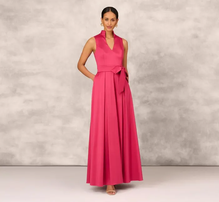 Adrianna Papell Formal Dresses Stretch Mikado Ball Gown With Self Tie Sash In Faded Azalea 8211 Women Adrianna Papell Formal Dresses Stretch Mikado Ball Gown With Self Tie Sash In Faded Azalea 8211 Women