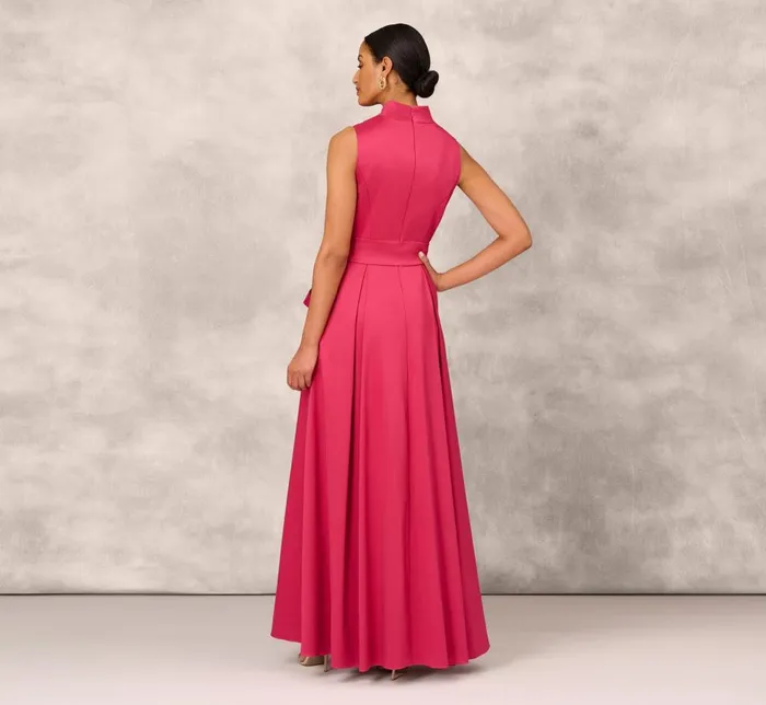 Adrianna Papell Formal Dresses Stretch Mikado Ball Gown With Self Tie Sash In Faded Azalea 8211 Women