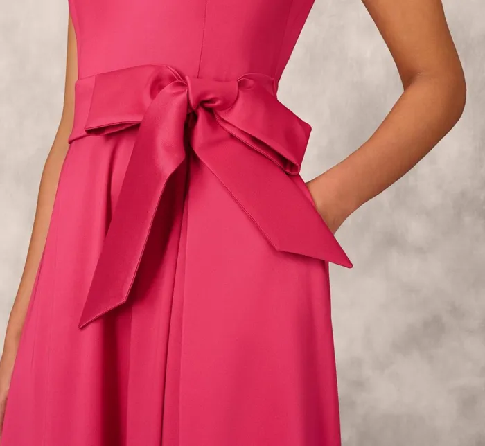 Adrianna Papell Formal Dresses Stretch Mikado Ball Gown With Self Tie Sash In Faded Azalea 8211 Women