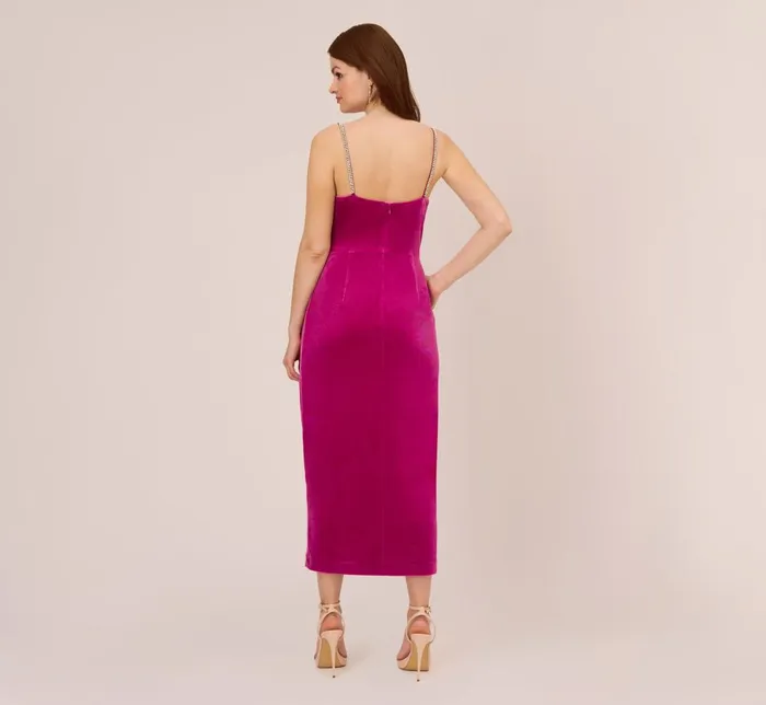 Adrianna Papell Formal Dresses Velvet AnkleLength Wrap Gown With Stone Straps In Orchid Delight 8211 Women
