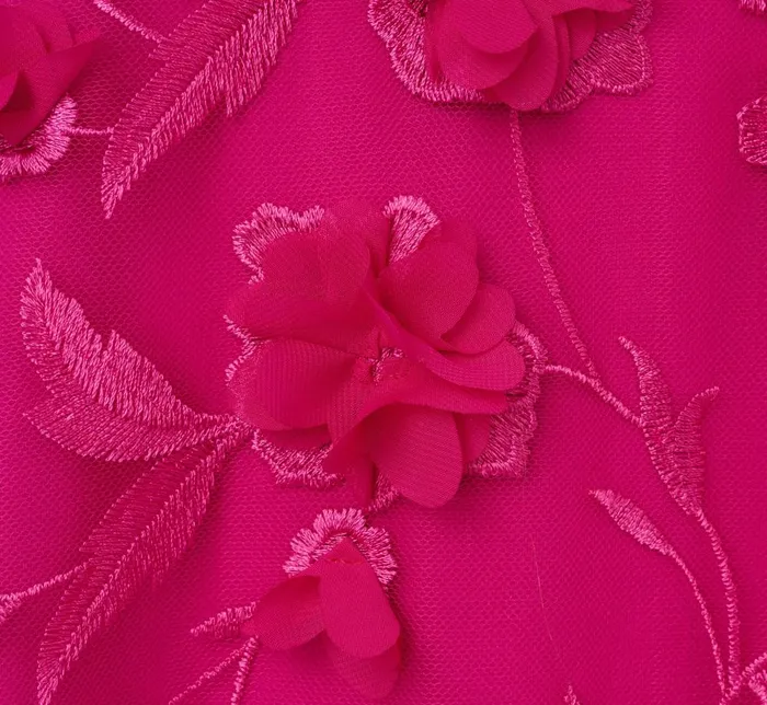 Adrianna Papell Wedding Guest Dresses 3d Floral Embroidered Trapeze Dress With Open Bow Back In Cosmo Pink 8211 Women