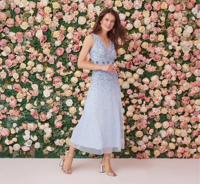 Adrianna Papell Wedding Guest Dresses Beaded Sleeveless Ankle Length Gown With V Back In Elegant Sky 8211 Women Adrianna Papell Wedding Guest Dresses Beaded Sleeveless Ankle Length Gown With V Back In Elegant Sky 8211 Women
