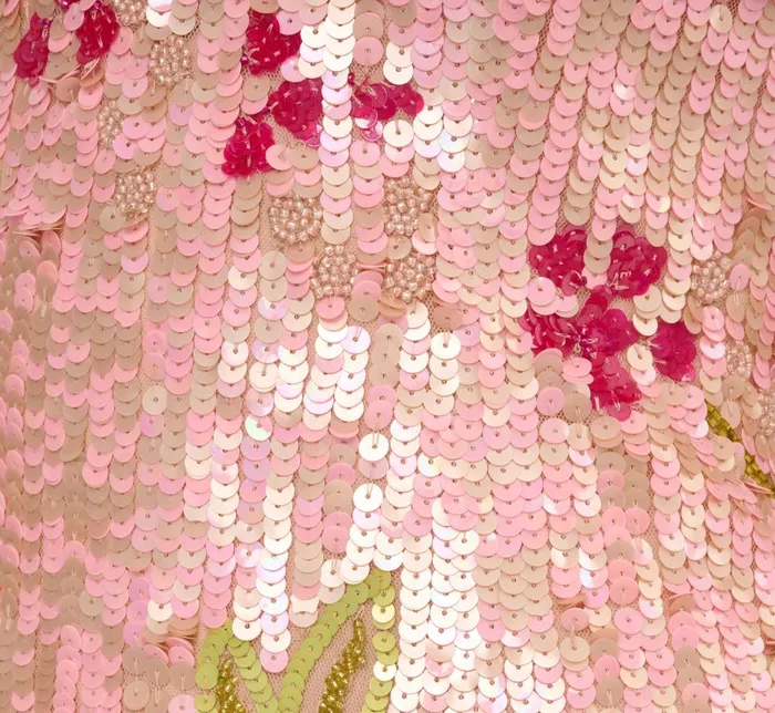 Adrianna Papell Wedding Guest Dresses Floral Sequin Beaded Dress With Split Flutter Sleeves In Blush Multi 8211 Women