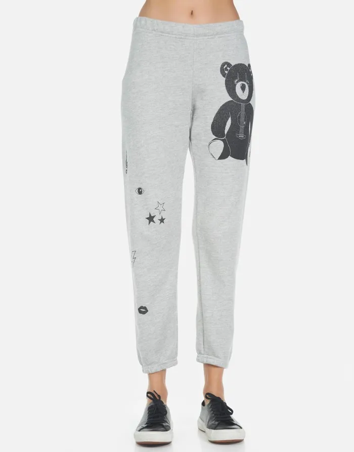 Alana Guitar Bear Heather Grey Women039s Lauren Moshi Crop Sweatpants