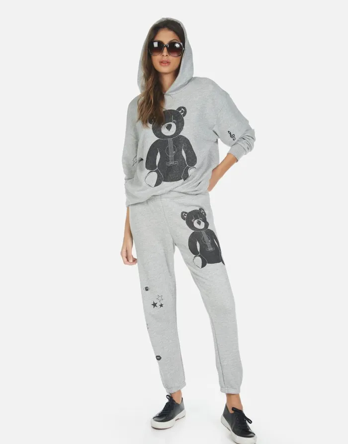 Alana Guitar Bear Heather Grey Women039s Lauren Moshi Crop Sweatpants