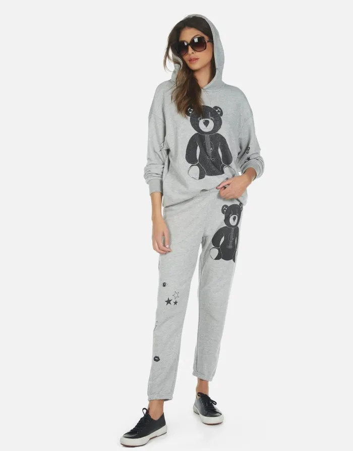 Alana Guitar Bear Heather Grey Women039s Lauren Moshi Crop Sweatpants