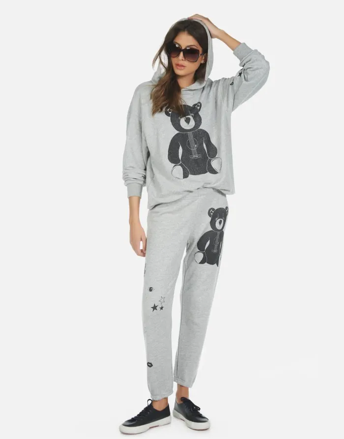 Alana Guitar Bear Heather Grey Women039s Lauren Moshi Crop Sweatpants