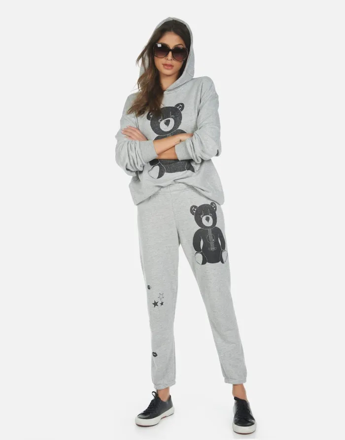 Alana Guitar Bear Heather Grey Women039s Lauren Moshi Crop Sweatpants
