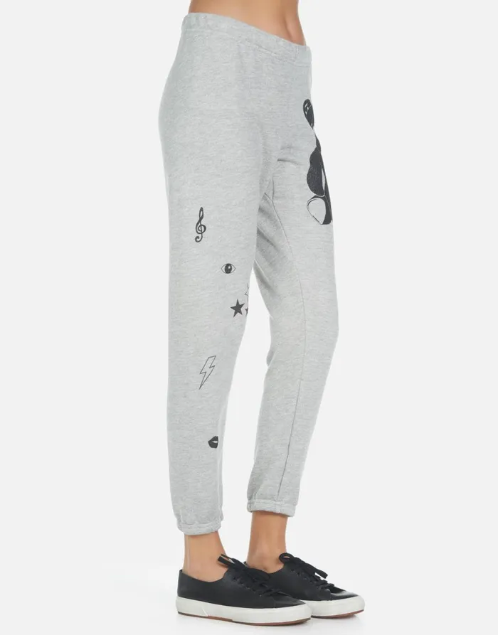 Alana Guitar Bear Heather Grey Women039s Lauren Moshi Crop Sweatpants