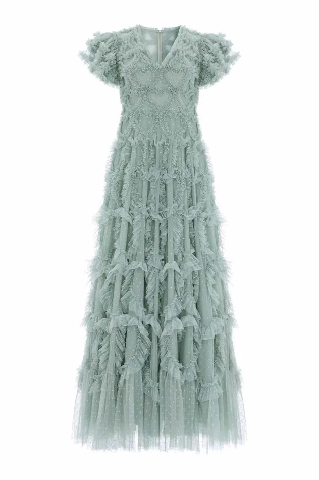 Amorette VNeck Gown Green Women Needle and Thread Dresses