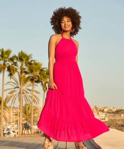 Apparel Halle Halter Neck Dress Pink Dresses Joebrowns Apparel Halle Halter Neck Dress Pink Dresses Joebrowns