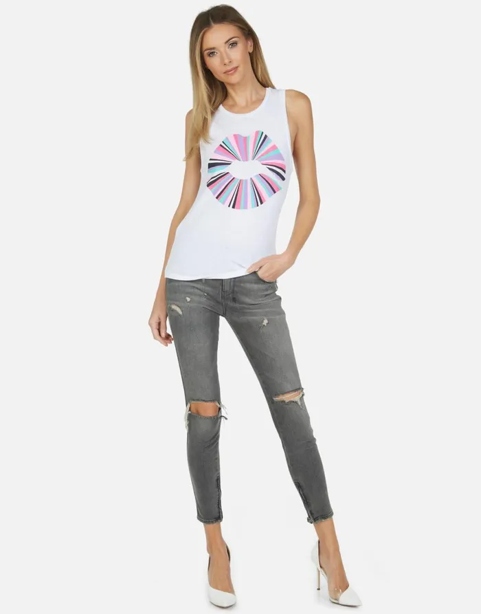 Ashlin Rainbow Ray Lip Tank White Women039s Lauren Moshi Tanks