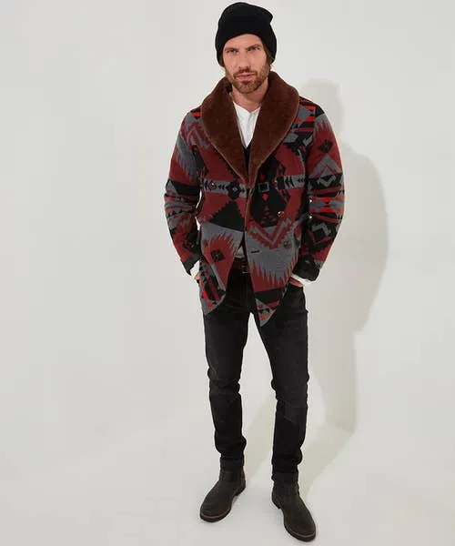 Aztec Fur Collar Coat Multi Apparel Coats and Jackets Joebrowns Aztec Fur Collar Coat Multi Apparel Coats and Jackets Joebrowns