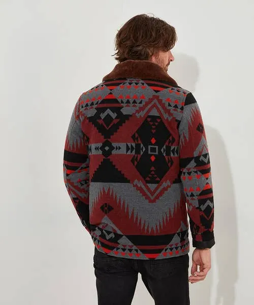 Aztec Fur Collar Coat Multi Apparel Coats and Jackets Joebrowns Aztec Fur Collar Coat Multi Apparel Coats and Jackets Joebrowns