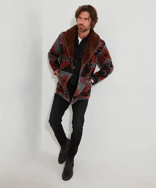 Aztec Fur Collar Coat Multi Apparel Coats and Jackets Joebrowns Aztec Fur Collar Coat Multi Apparel Coats and Jackets Joebrowns