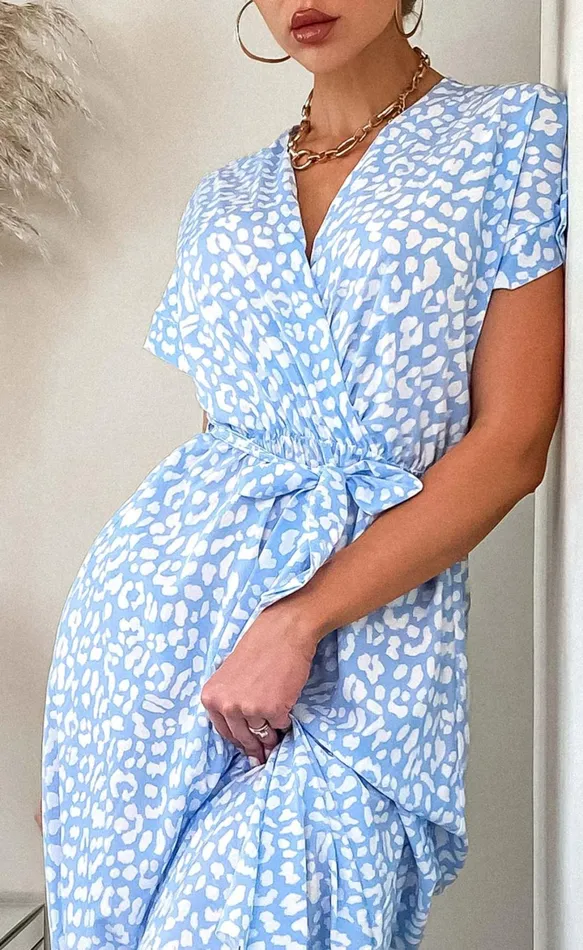 Baby Blue Lamar Printed Maxi Dress Women Missfiga Maxi Dresses