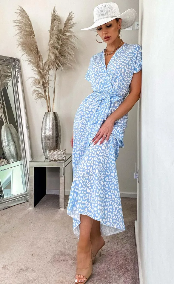 Baby Blue Lamar Printed Maxi Dress Women Missfiga Maxi Dresses