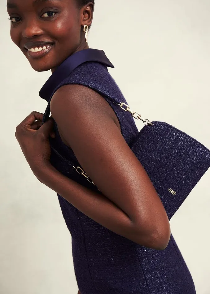 Bags Women HOBBS Milan Tweed Clutch Bag Midnight