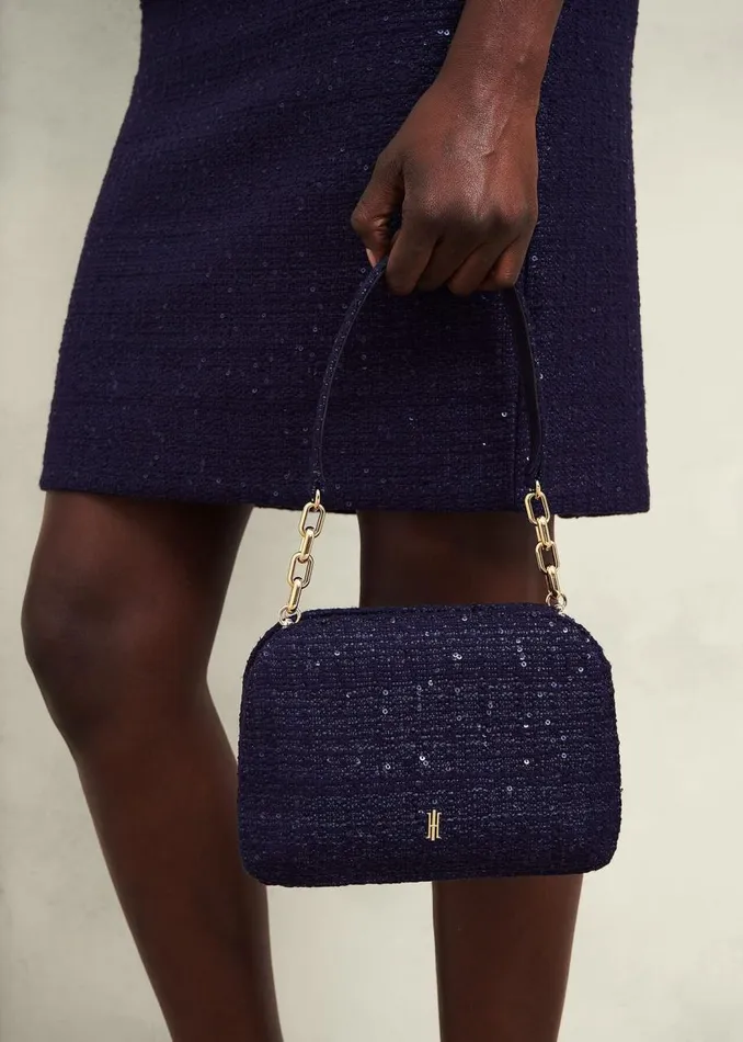 Bags Women HOBBS Milan Tweed Clutch Bag Midnight