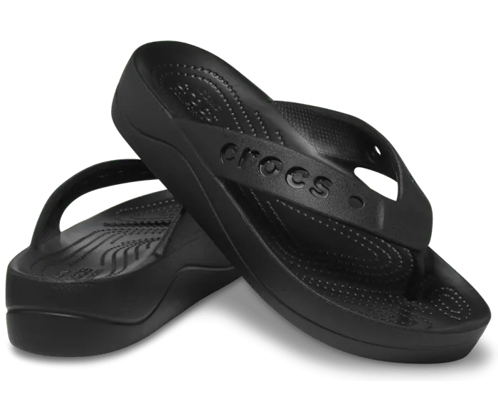 Baya Platform Flip Black Women Crocs Slides