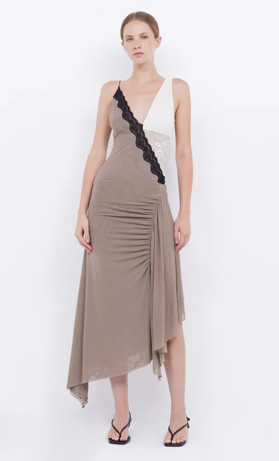 Bec Bridge Midi Dresses Women ABRIELLE ASYM MIDI DRESS 8211 TAUPEIVORY