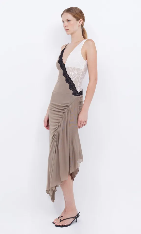 Bec Bridge Midi Dresses Women ABRIELLE ASYM MIDI DRESS 8211 TAUPEIVORY
