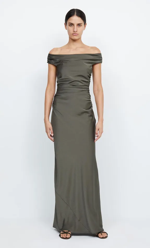 Bec Bridge Prom Dresses Women ETERNITY OFF SHOULDER MAXI 8211 DARK WILLOW