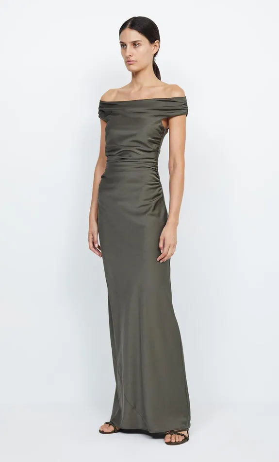 Bec Bridge Prom Dresses Women ETERNITY OFF SHOULDER MAXI 8211 DARK WILLOW