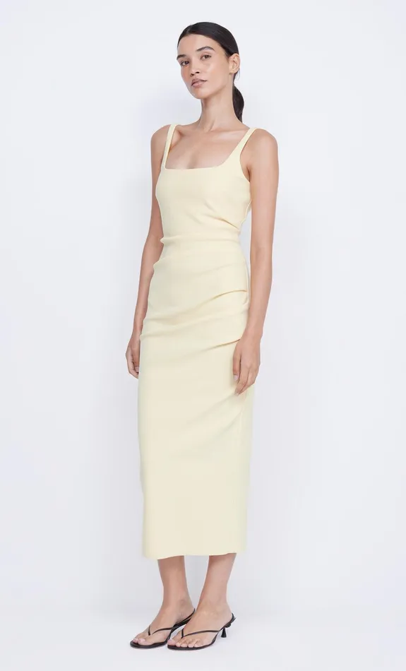 Bec Bridge Prom Dresses Women KARINA TUCK MIDI DRESS 8211 BUTTER YELLOW