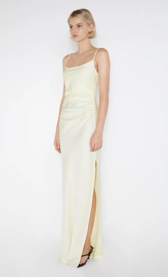 Bec Bridge Wedding Guest Women EMILIA SCOOP NECK DRESS 8211 ICE YELLOW