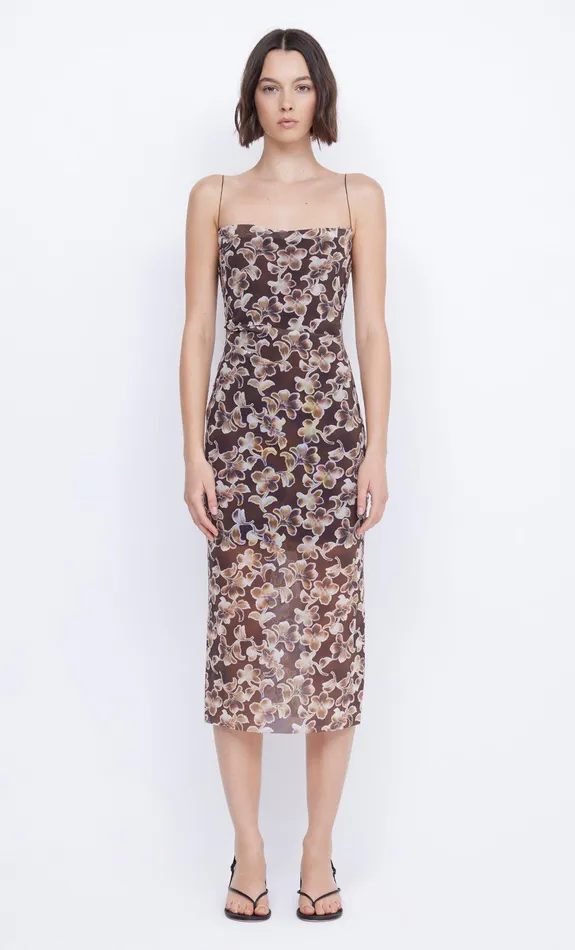 Bec Bridge Wedding Guest Women HERLANI SINGLET MIDI DRESS 8211 HIBISCUS CHOC