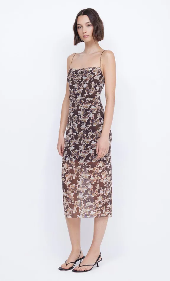 Bec Bridge Wedding Guest Women HERLANI SINGLET MIDI DRESS 8211 HIBISCUS CHOC