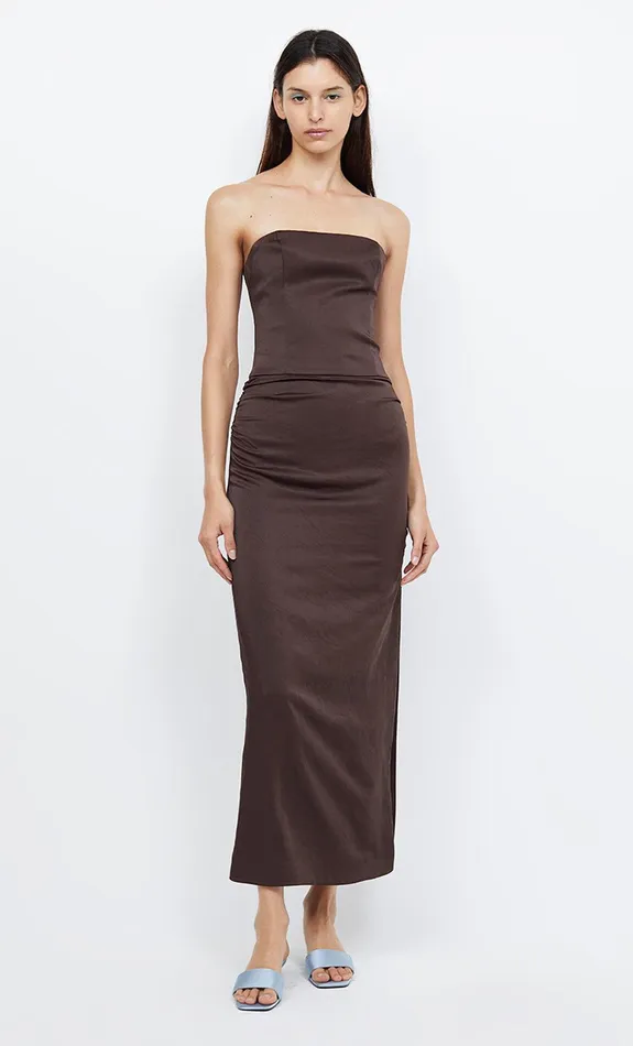 Bec Bridge Wedding Guest Women JONES STRAPLESS MAXI DRESS 8211 COCOA